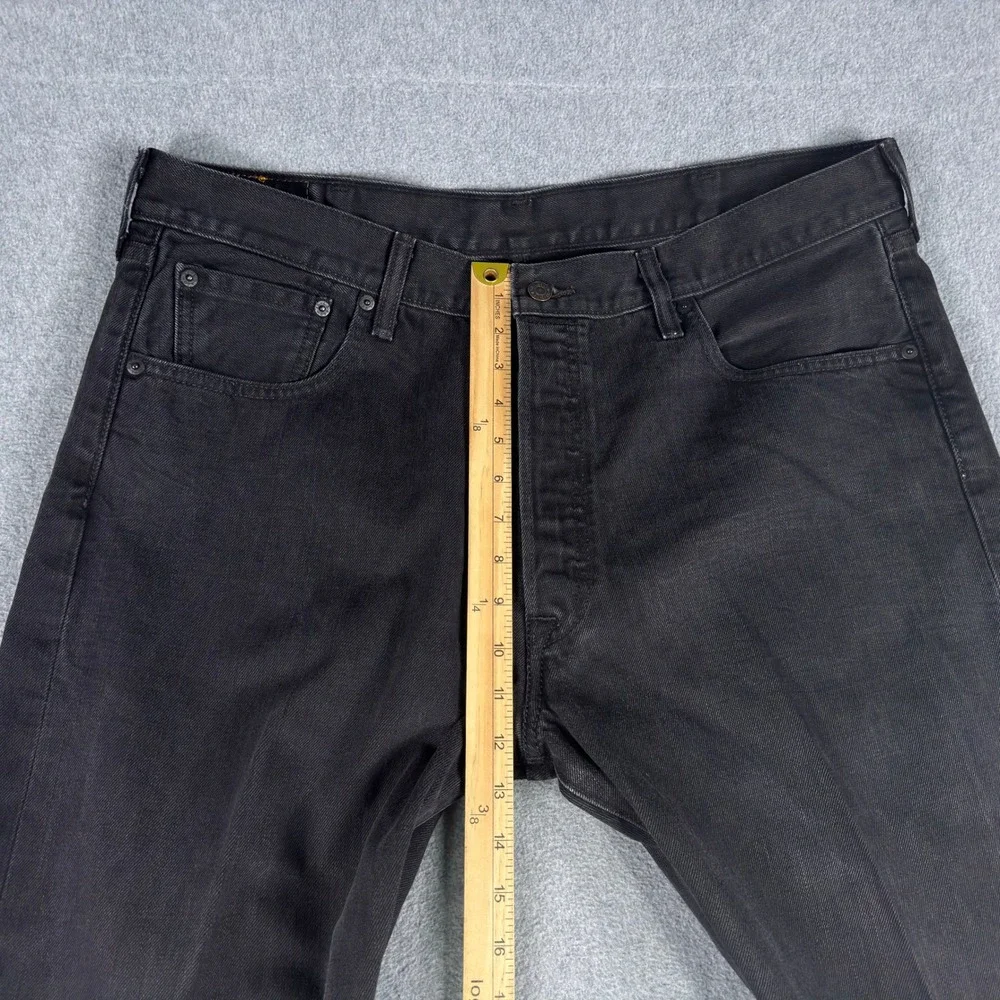 Levi's 501 Mens Jeans Black Button Fly Straight Leg Fits 38x29